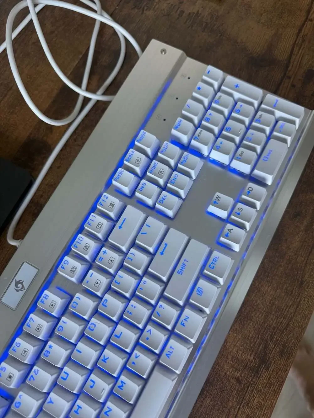 EagleTec KG011 Wired Mechanical Keyboard with Blue LED Backlight and Silver Alum